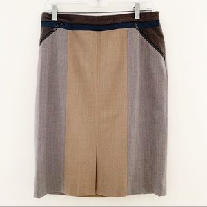 Club Monaco Brown Block Wool Pencil Skirt 8